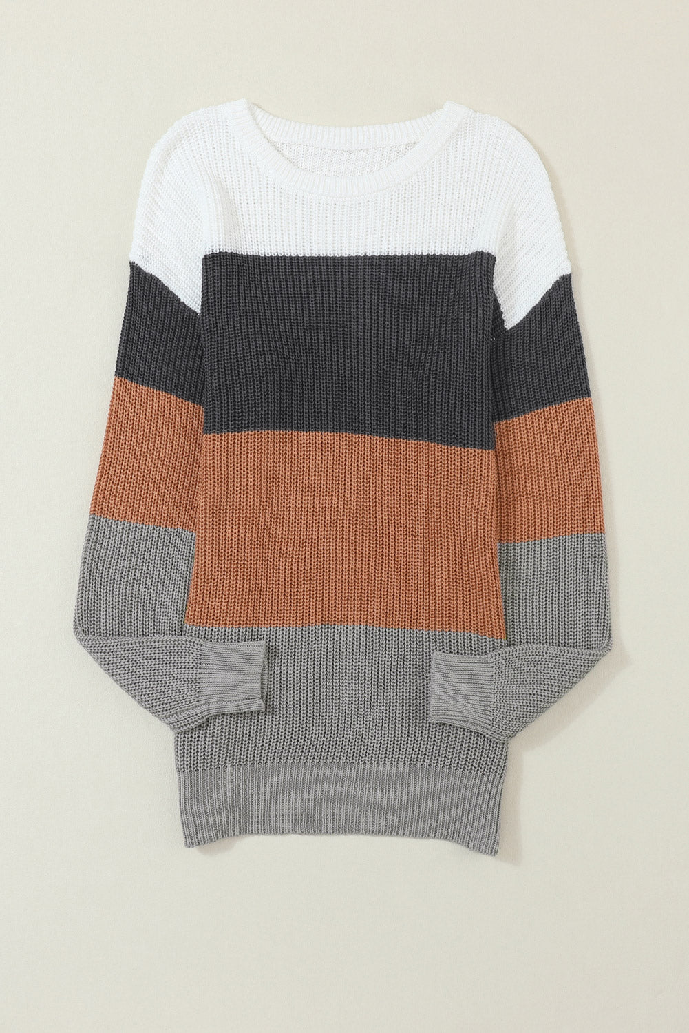 Color Block Round Neck Sweater